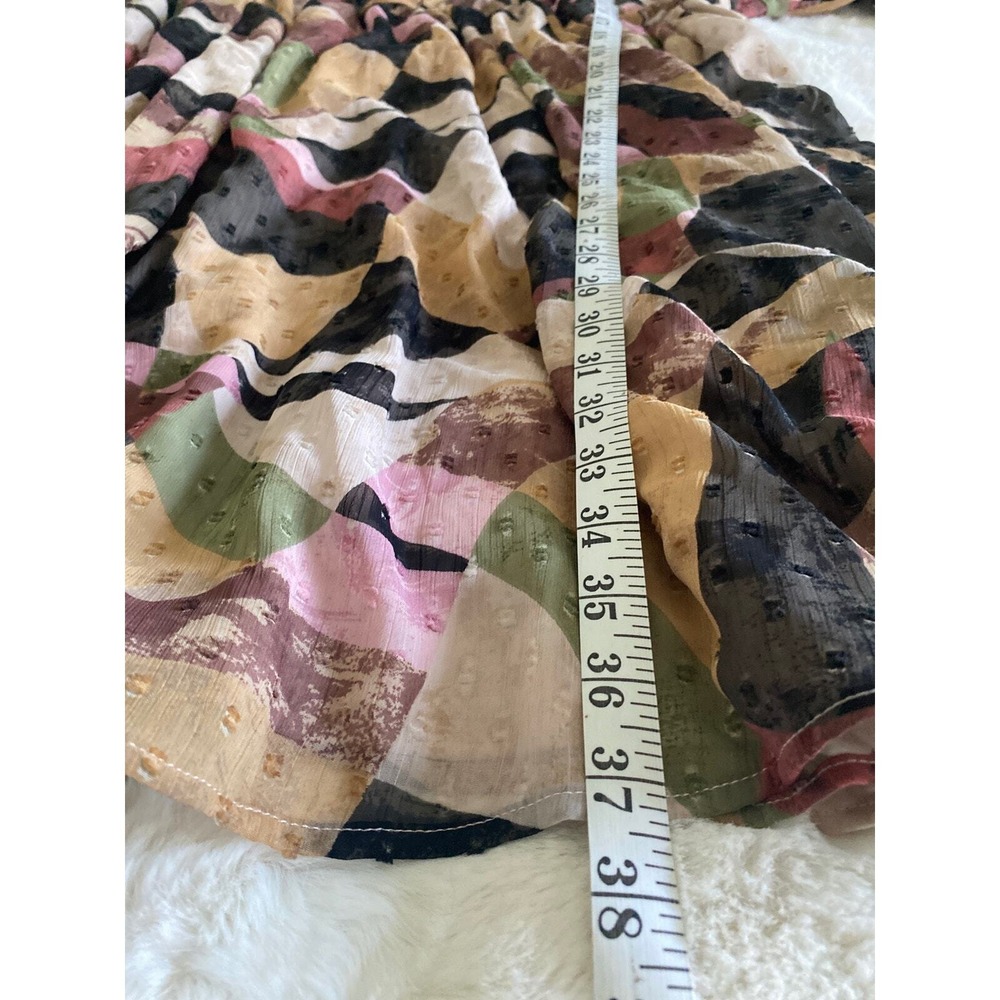 Torrid Mini Clip Keyhole‎ Dress Abstract Print Tie Neck 3/4 Sleeve Chiffon Lined - Picture 6 of 13